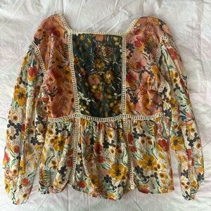 Anthropologie Maeve Nikki Peasant Floral Blouse XS